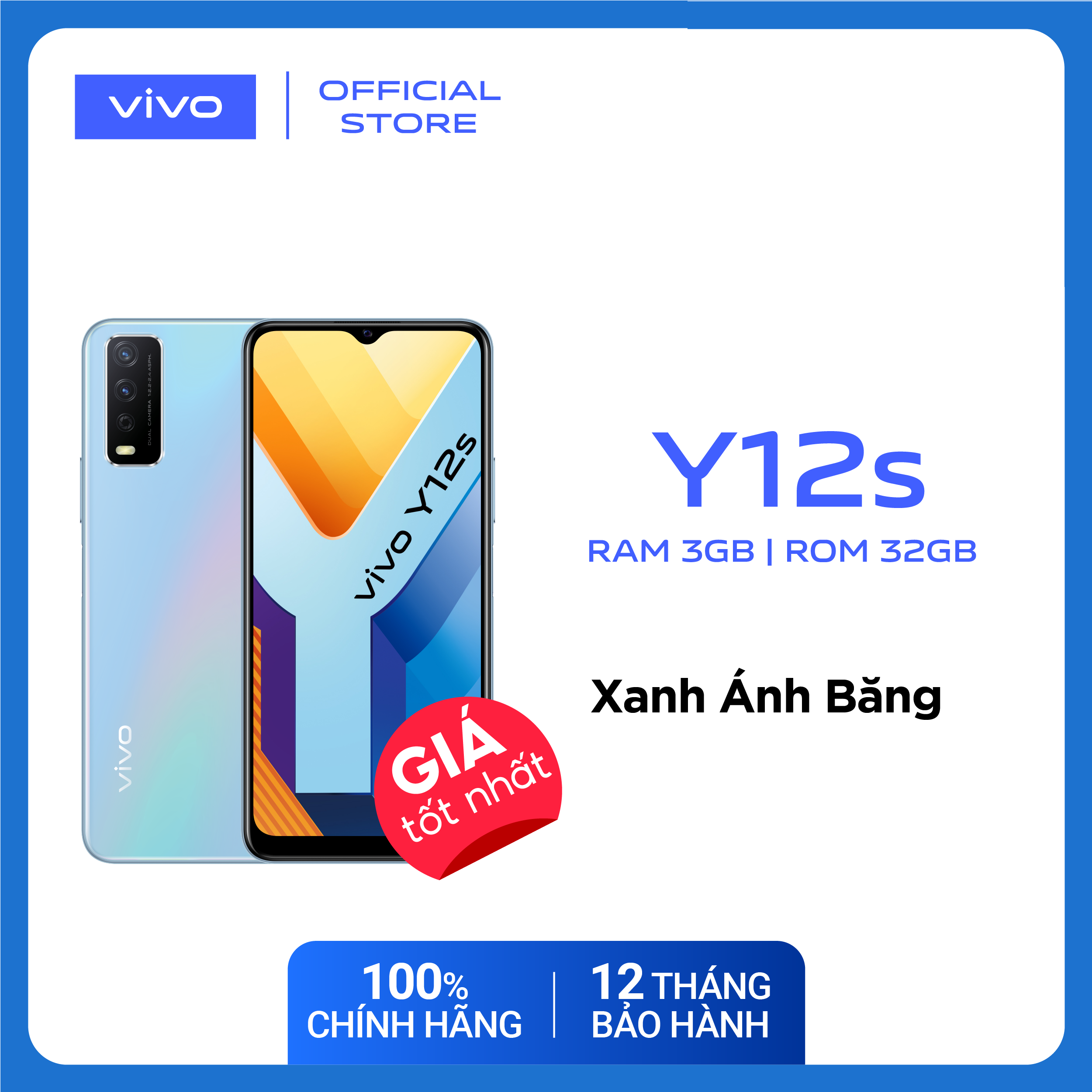 Điện thoại Vivo Y12s 2021 (3GB/32GB) - Hàng chính hãng - Bảo hành 12 tháng - Freeship