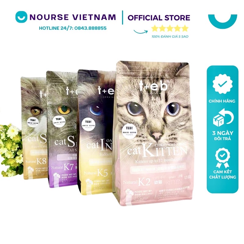 Hạt cho mèo con Teb Thức ăn cho mèo bầu mèo Indoor mèo kén ăn NourseVietnam