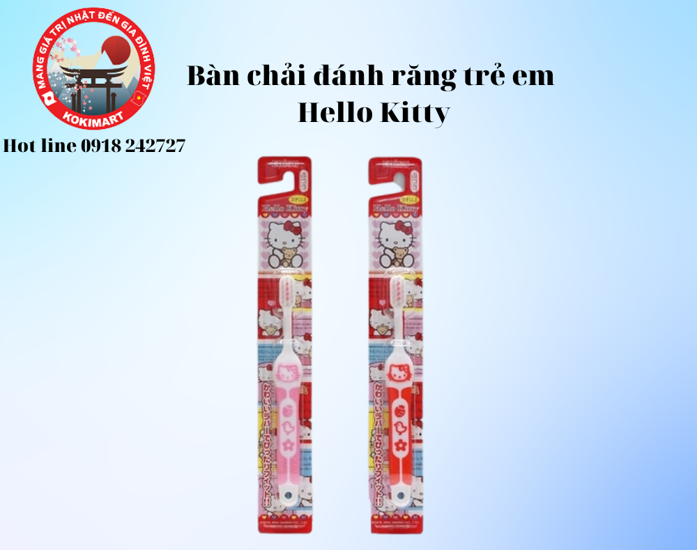 Bàn chải đánh răng trẻ em Hello Kitty - Hàng Nội Địa Nhật