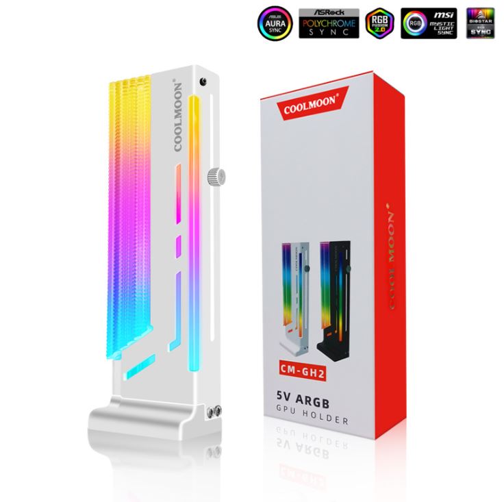 Giá Đỡ VGA Dọc Coolmoon CM-GH2 Led RGB - Trắng / Đen