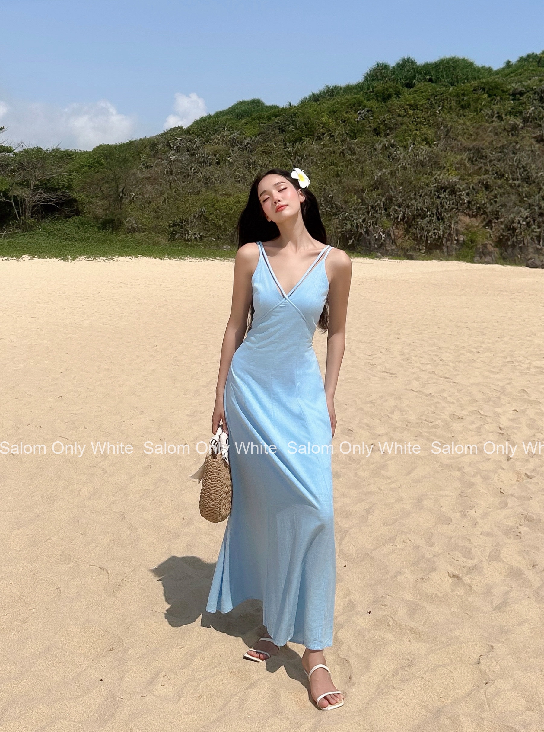 𝐌𝐚𝐲𝐚 𝐃𝐫𝐞𝐬𝐬 - Đầm hai dây maxi linen nữ tính Salom (Ảnh thật chính chủ)