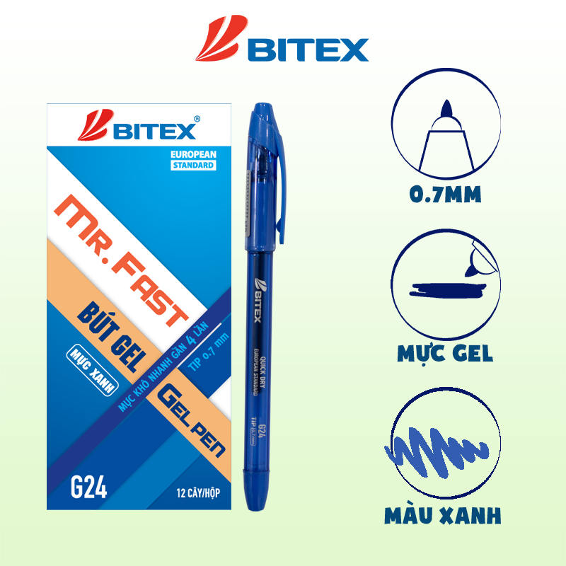 Bút gel mực xanh Bitex G24
