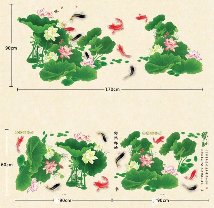 DECAL DÁN TƯỜNG ĐẦM SEN VÀ HOA MẪU ĐƠN
