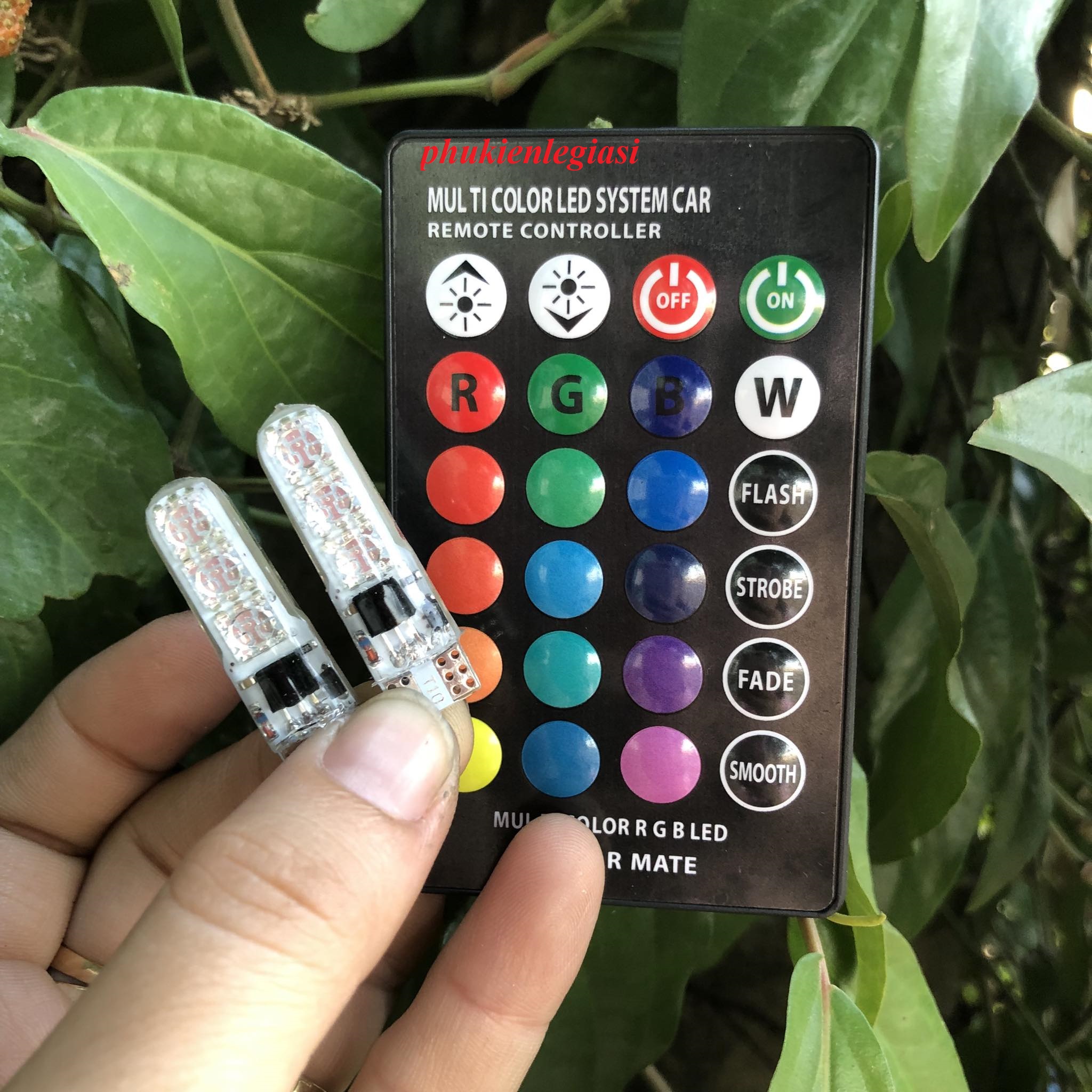 Đèn led t10 nháy 6 màu t10 5050 đổi hiệu ứng dùng remote led demi, đèn trần, đèn cốp, đèn taplo đổi màu rgb