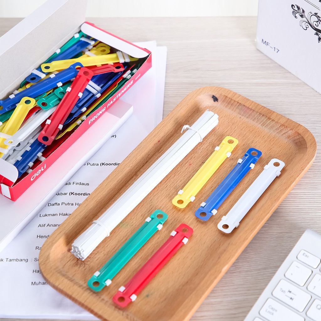 [HCM]Hộp Acco nhựa(thanh cài)  Deli (hộp gồm 50 chiếc)