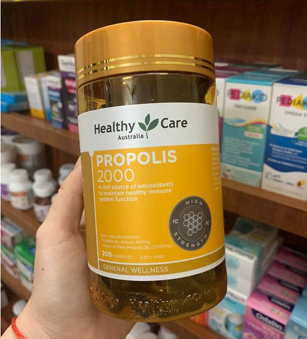Viên uống keo ong Healthy Care Propolis 2000mg 200 viên của Úc