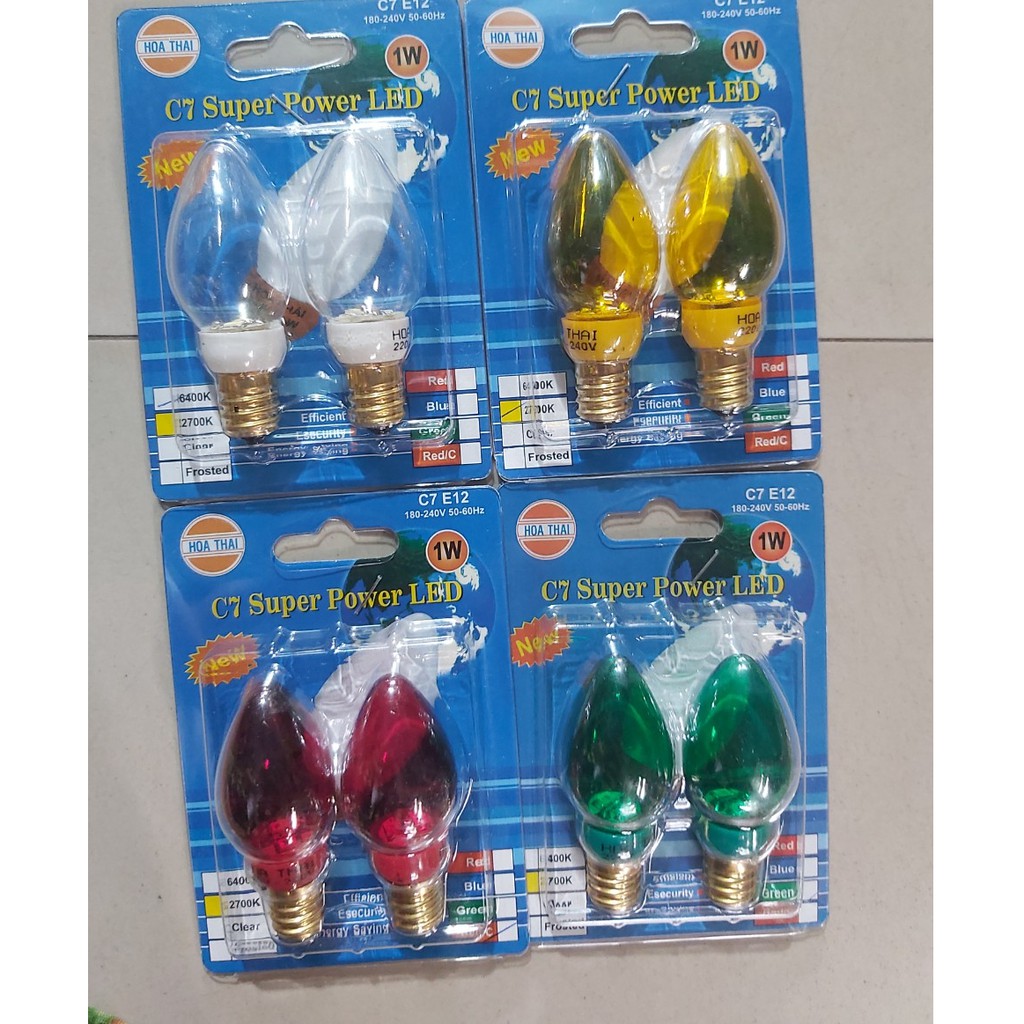 Combo 2 bóng ớt led thủy tinh siêu bền 0.5w / Led quả nhót / Ớt Led / Đèn bàn thờ đủ màu