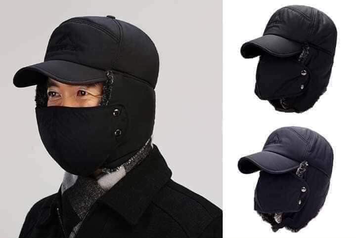 Mũ lông trùm đầu đi xe máy siêu ấm, mũ Phi Công Cotton Lót Lông Cừu Chống Gió Không Thấm Nước Giữ ấm Vào Mùa đông