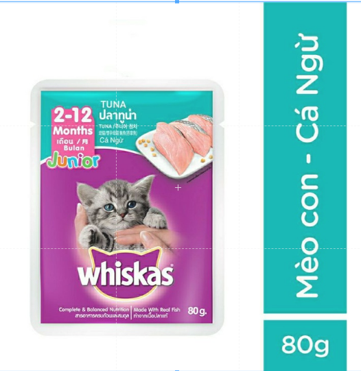 Thùng Whiskas mèo con (Junior) - 24 gói x 80g