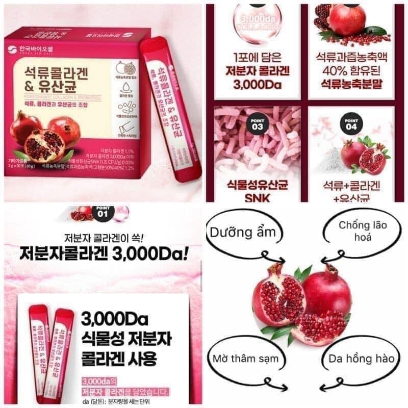BỘT COLLAGEN LỰU ĐỎ  HÀN QUỐC - THẦN DƯỢC ĐẸP DA - THẢI ĐỘC - MỜ NÁM