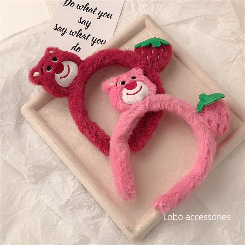 Cài tóc gấu dâu tây hồng lotso dễ thương