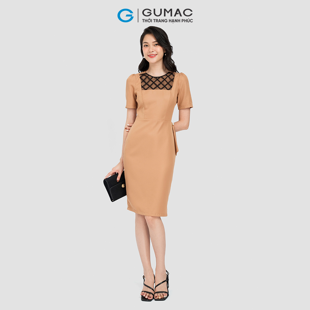 Đầm body GUMAC, đầm body phối nơ bên eo LD0815