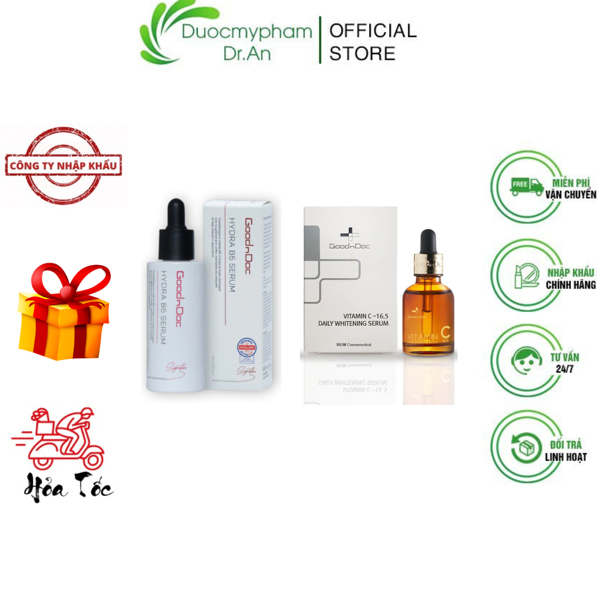 HÀNG NHẬP KHẨU – Serum Vitamin C GoodnDoc Dưỡng Trắng Sáng Da Giảm Thâm Nám Sạm Da Tinh Chất Chống Lão Hóa GoodnDoc Vitamin C 16.5 Daily Whitening Serum 30ml – DuocmyphamDrAn