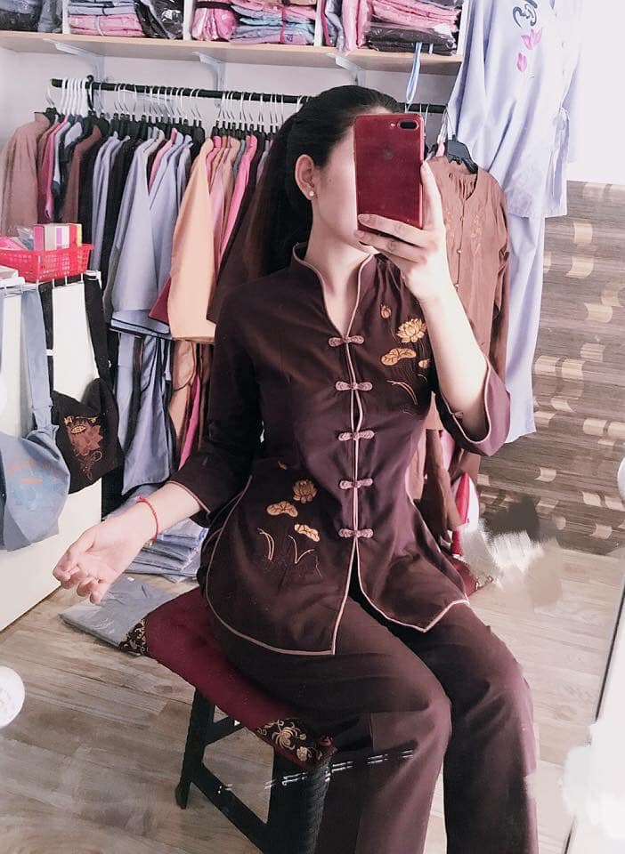 [HCM]SET ĐỒ LAM ĐI CHÙA THÊU HOA CAO CẤP