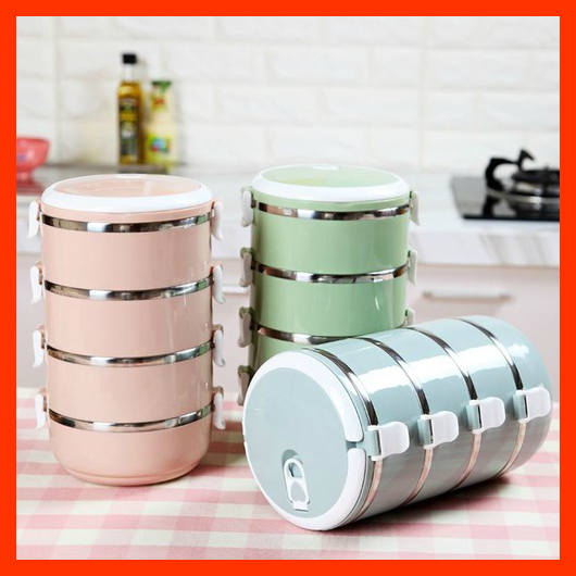 Cặp Lồng Đựng Cơm Lúa Mạch 4 Tầng Ruột Inox