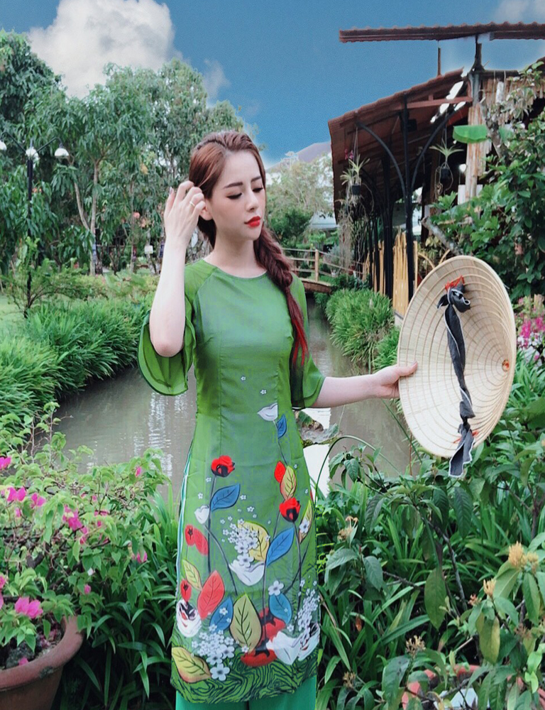[4.4 Hoàn tiền 15%]Áo dài vol in tay cách điệu ( KHÔNG KÈM CHÂN VÁY)- MS2037AD