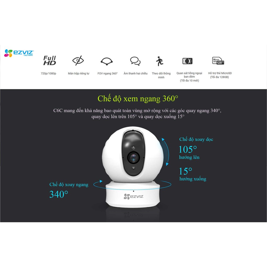 Camera Wifi thông minh EZVIZ C6N 2.0MP 1080P
