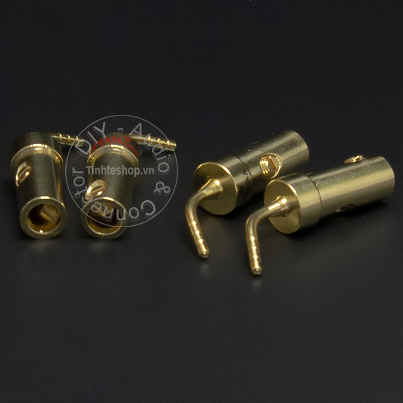 4 chiếc - Rắc cắm mỏ chim cho Loa Âm ly bằng đồng kèm ống co nhiệt có thể cắm đổi từ bắp chuối sang mỏ chim