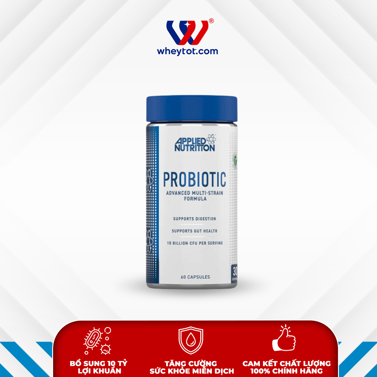 Men vi sinh 10 chủng Advanced Probiotic Applied Nutrition bổ sung 10 tỷ lợi khuẩn 60 viên