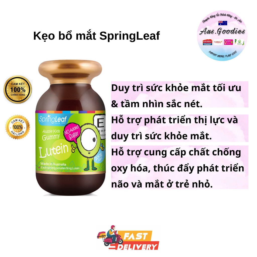 Kẹo Dẻo Hỗ Trợ Bổ Mắt Thị Lực Spring Leaf Gummies Lutein Cho Bé Springleaf
