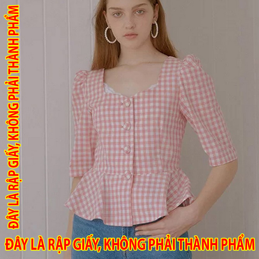 Rập giấy ww046 - áo "quốc dân" peplum cổ vuông