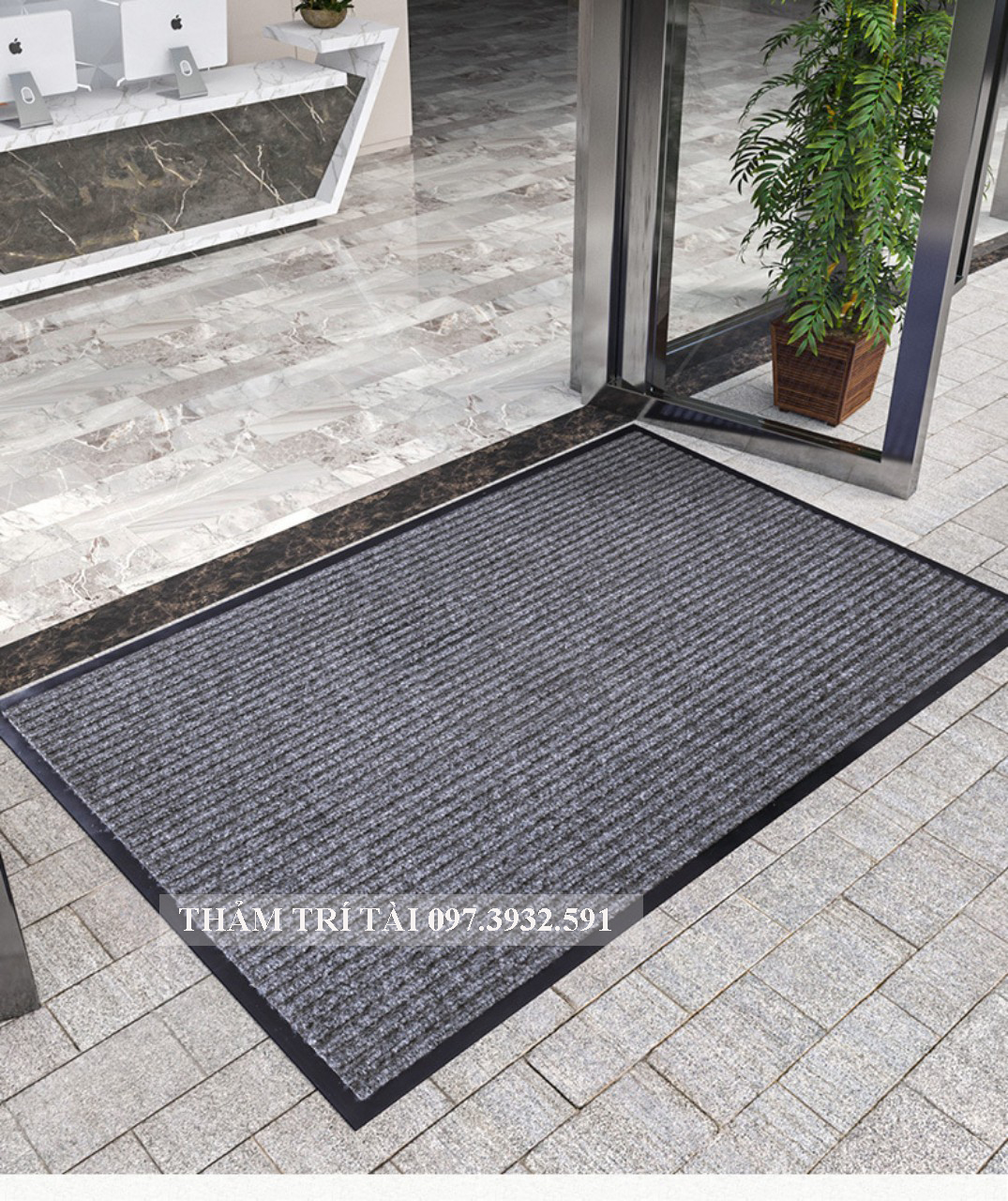 Thảm Chùi Chân Mặt NỈ Đế Cao Su Kích Thước 1,2x2m