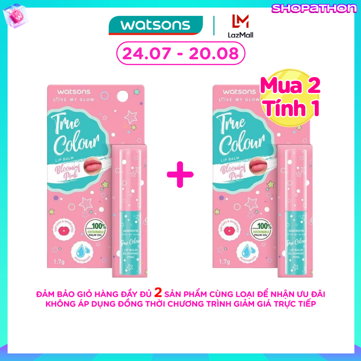 Son Dưỡng Có Màu Watsons True Color Blooming Pink 1.7g