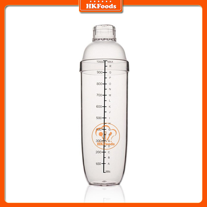 Bình Lắc Nhựa Dụng Cụ Pha Chế Cocktail Shaker 1000ML Có Vạch Đen Chia Định Lượng