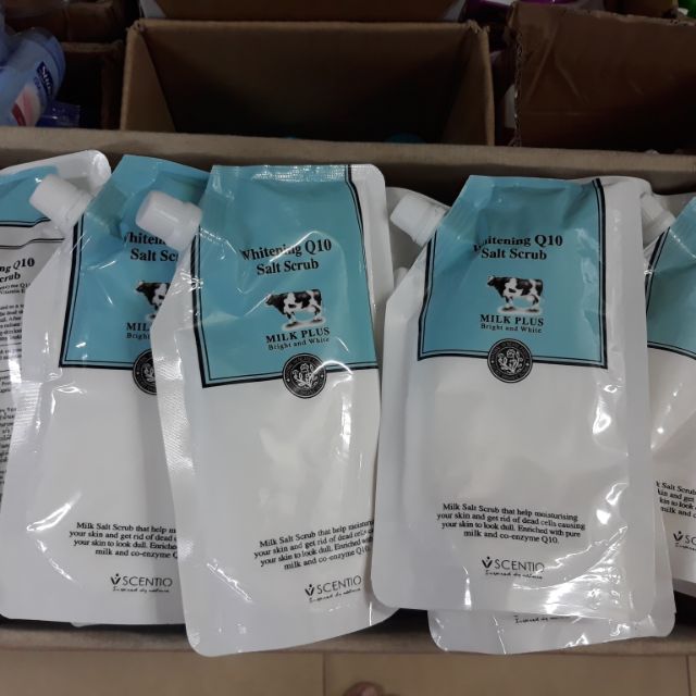 [ SALE HOT] Muối Tắm Sữa Bò Trắng Da  Milk Plus Whitening Q10 Salt Scrub Muối Tắm Cô Đặt Từ Sữa Bò Tẩy Tế Bào Chết Cho Da
