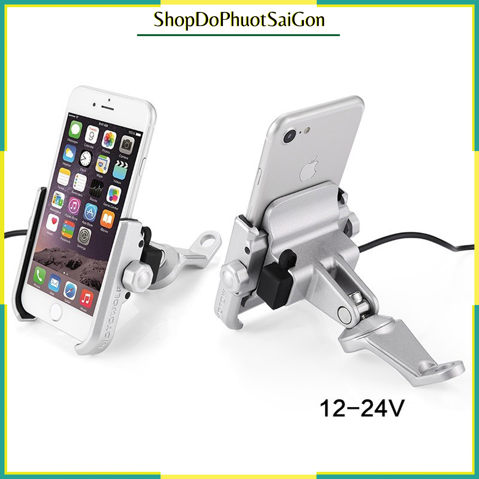 Kẹp - Giá điện thoại Motowolf có sạc gắn xe đạp xe máy chính hãng loại 1