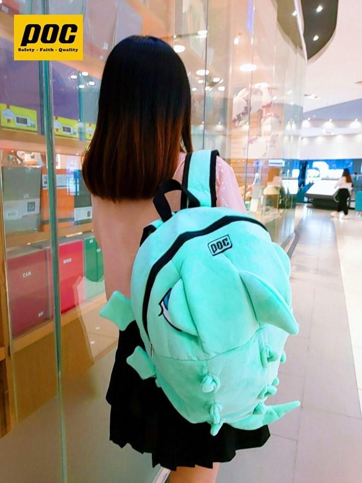 [HCM]Balo khủng long cặp đi học cute vải nhung mịn màu xanh ngọc