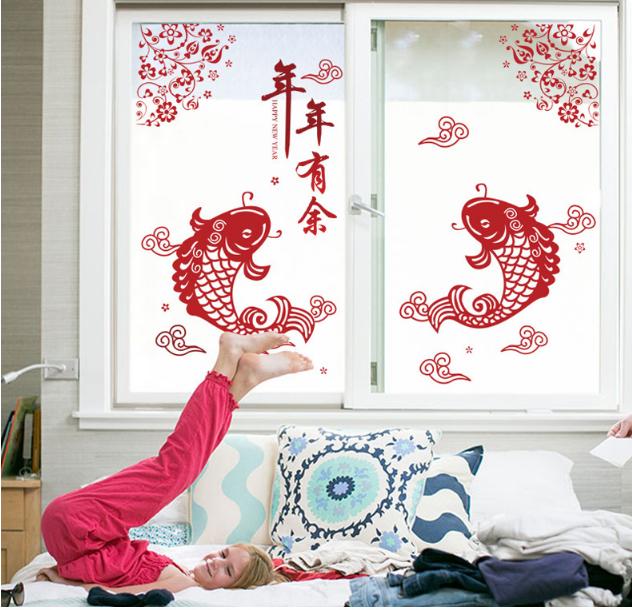 [HCM]Decal Trang Trí Tết - Cá Chép Đỏ Đón Xuân