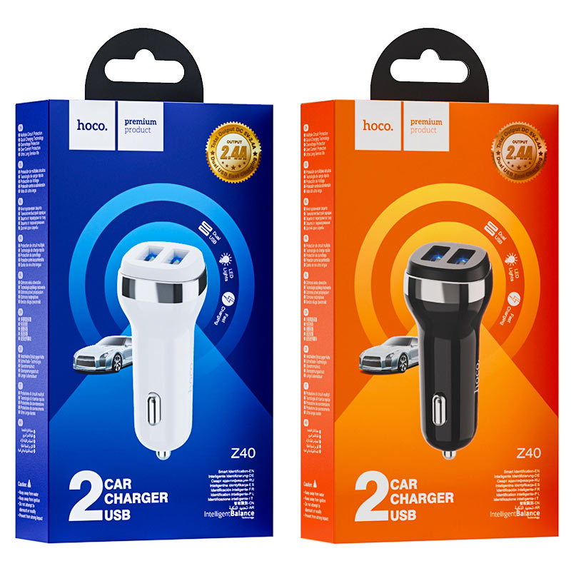 Cóc Sạc Nhanh Xe Hơi Hoco Z40 2 Cổng Usb 2.4a