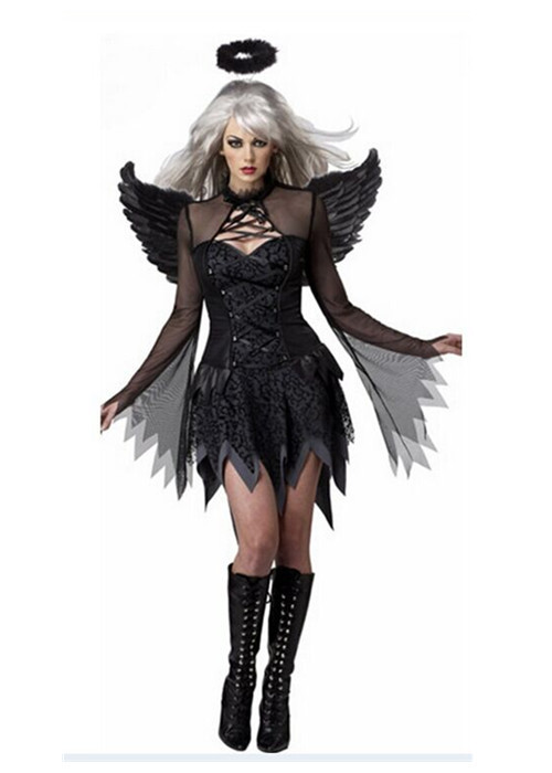 Halloween cosplay Hóa Trang Chơi Trang Phục Thiên Thần Trắng Quỷ Đen Có Cánh Bán Buôn Tại Chỗ