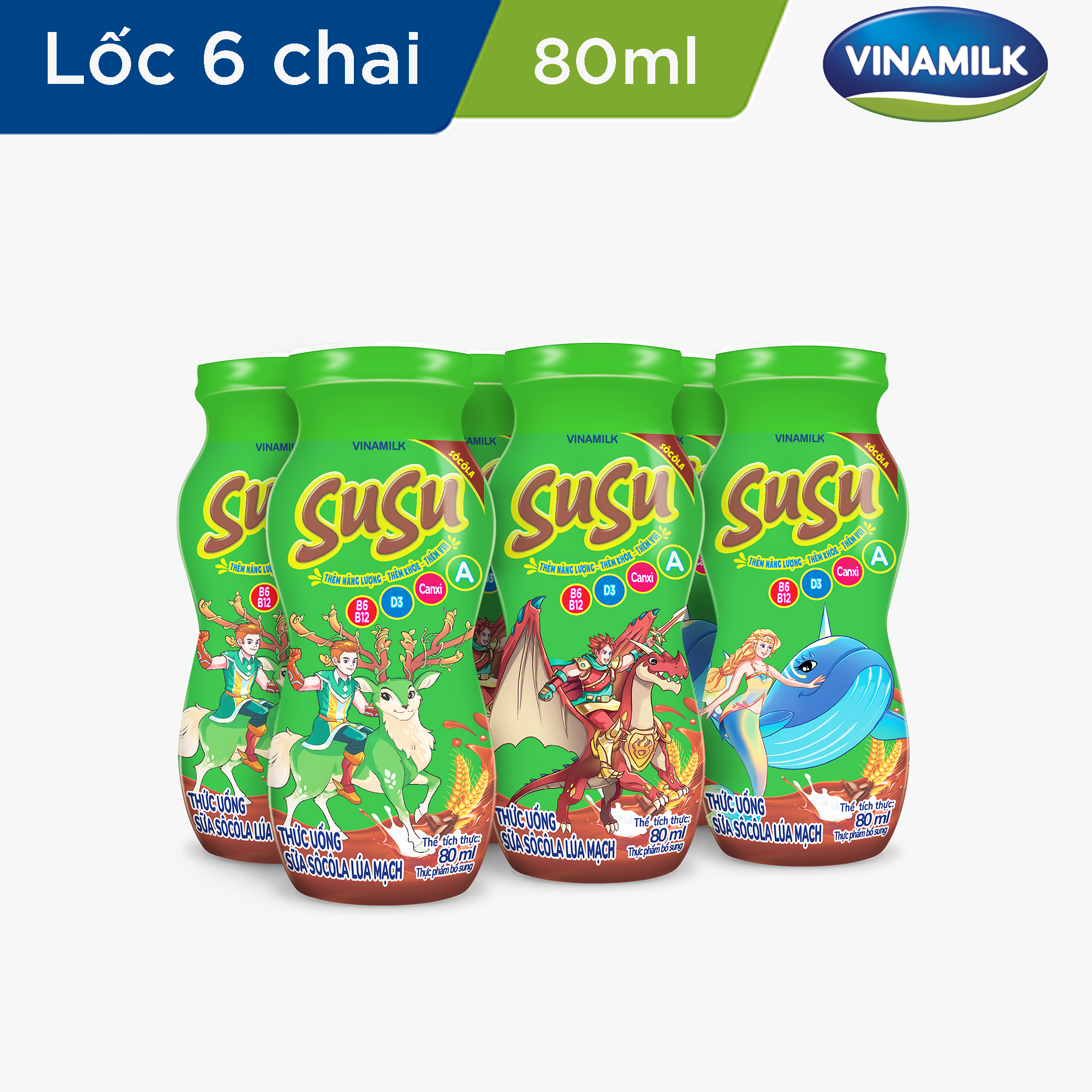 2 Thùng Sữa Socola Lúa Mạch SuSu Chai 80ml - 48 chai/Thùng