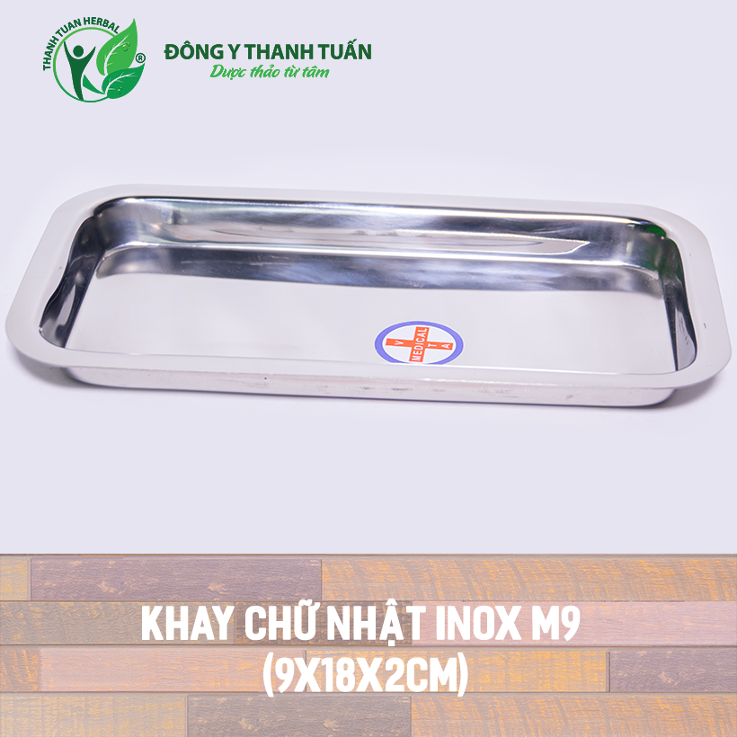 Khay chữ nhật, khay inox y tế Vinh Tấn kích thước M9