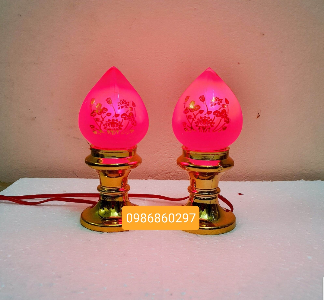 [TẶNG BÓNG LED] CẶP ĐÈN THỜ TRÁI ĐÀO ĐỦ SIZE
