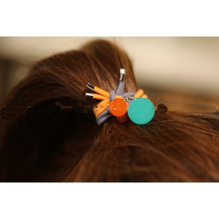Cột tóc đính châu sắc màu handmade