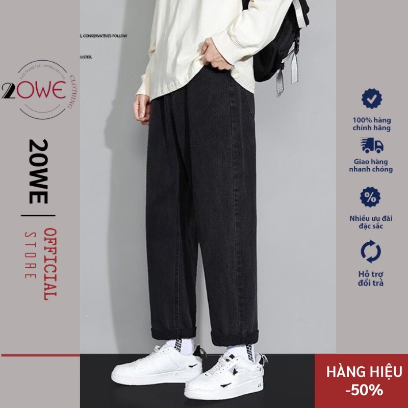 Quần jean baggy nam đen ống suông rộng dáng đứng xanh TR01 chất bò cao cấp rin trơn phom xuông unisex 20WE hàn quốc 2022