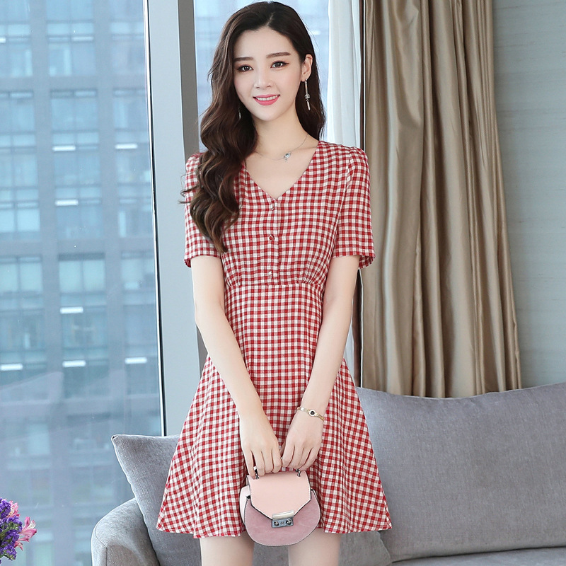 [HCM]Đầm Caro Form Chữ A - New Thoi Trang