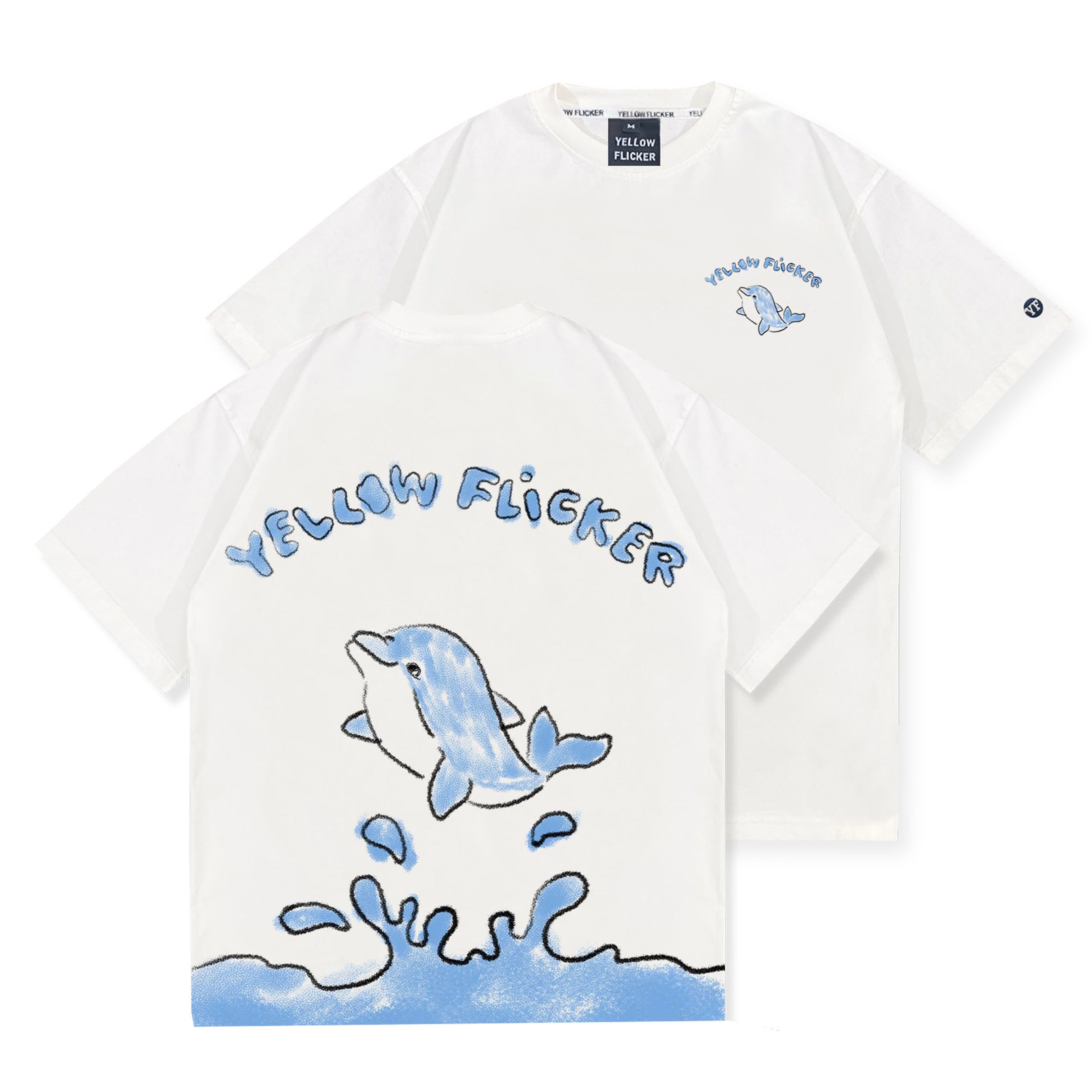 Áo thun tay ngắn YELLOW FLICKER cá heo unisex