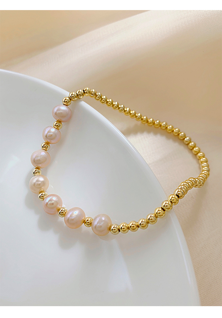 Vòng tay ngọc trai thật, thiết kế hiện đại, chất liệu hợp kim mạ vàng 18K