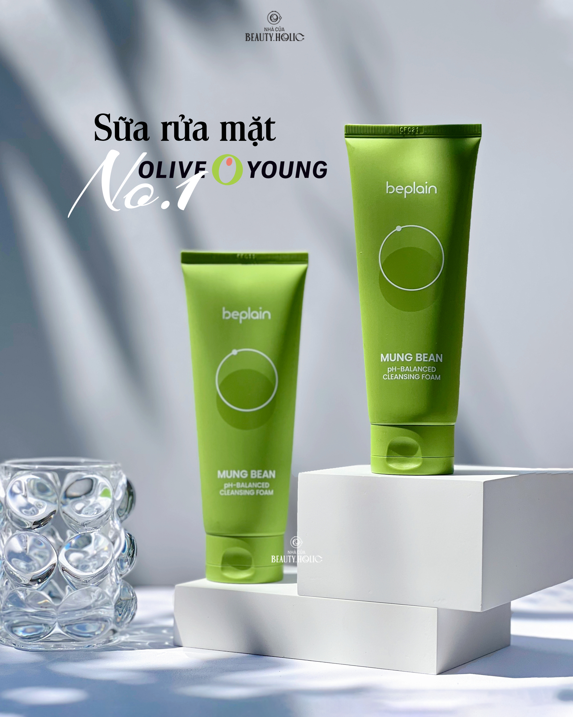 [Nhacuabeautyholic] [SIZE 160ml] Sữa rữa mặt đậu xanh BEPLAIN MUNG BEAN PH-BALANCED CLEANSING FOAM
