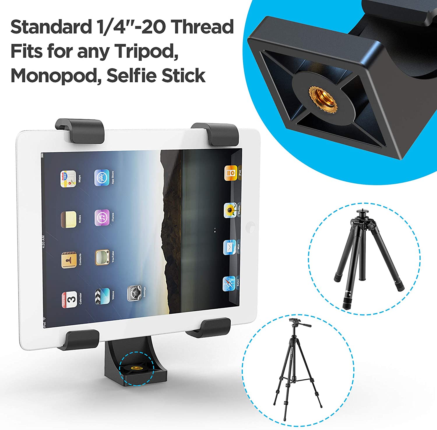 Đầu kẹp gắn IPAD - MÁY TÍNH BẢNG vào TRIPOD