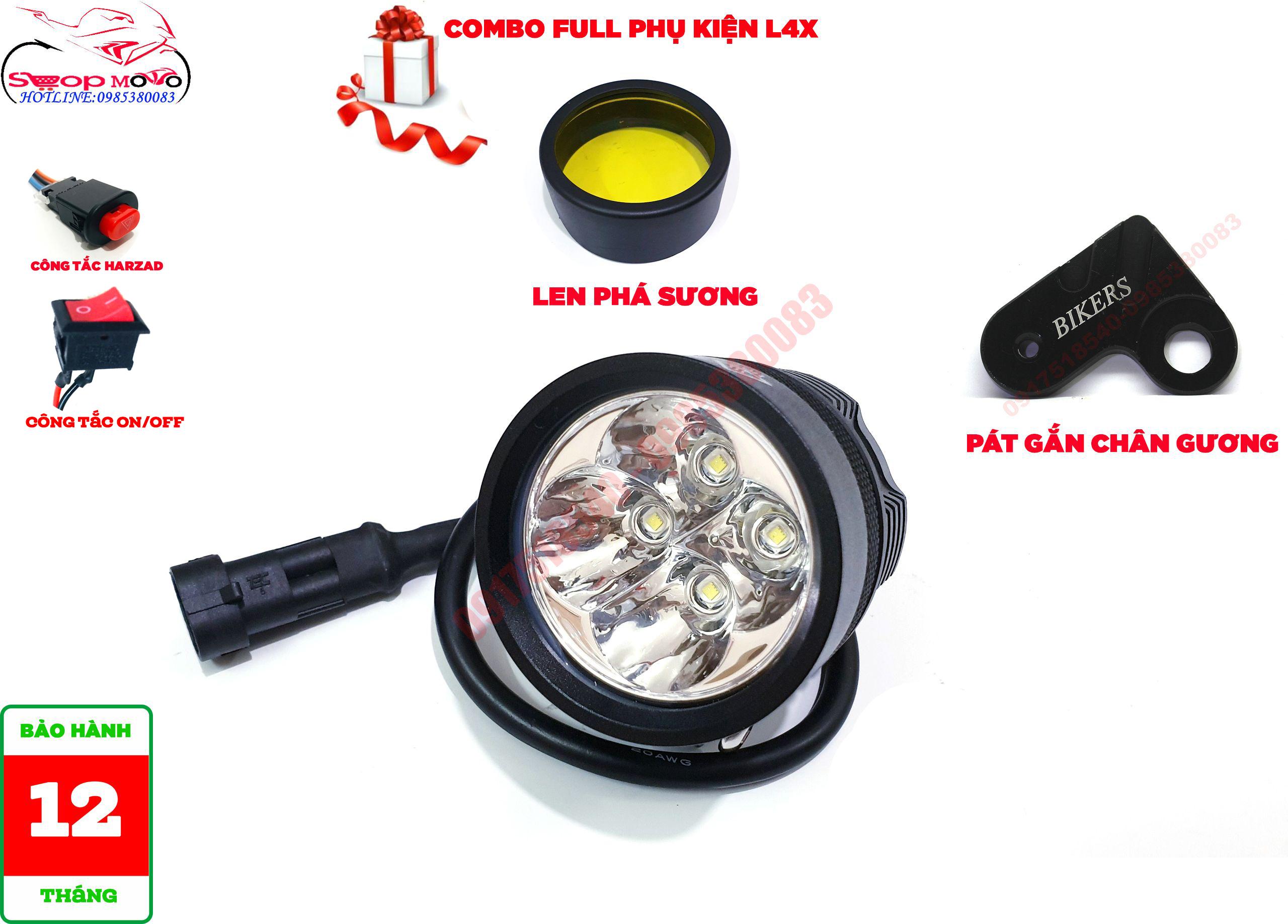 Combo đèn trợ sáng l4x full phụ kiện