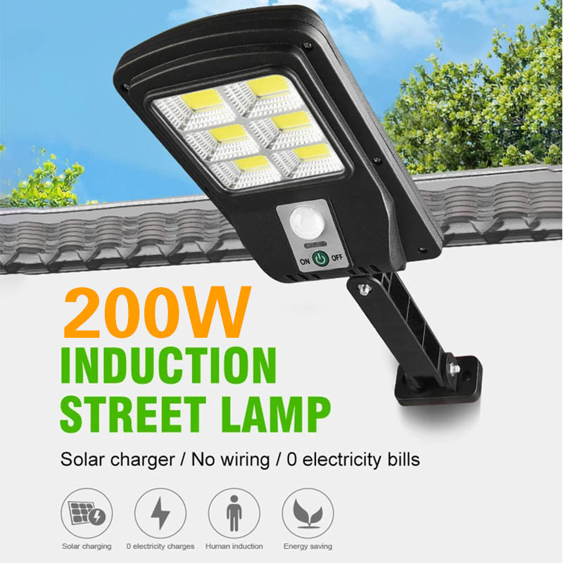 Đèn năng lượng mặt trời 200w solar street lamp 6 bóng cảm biến chuyển động và đèn solar 100 led