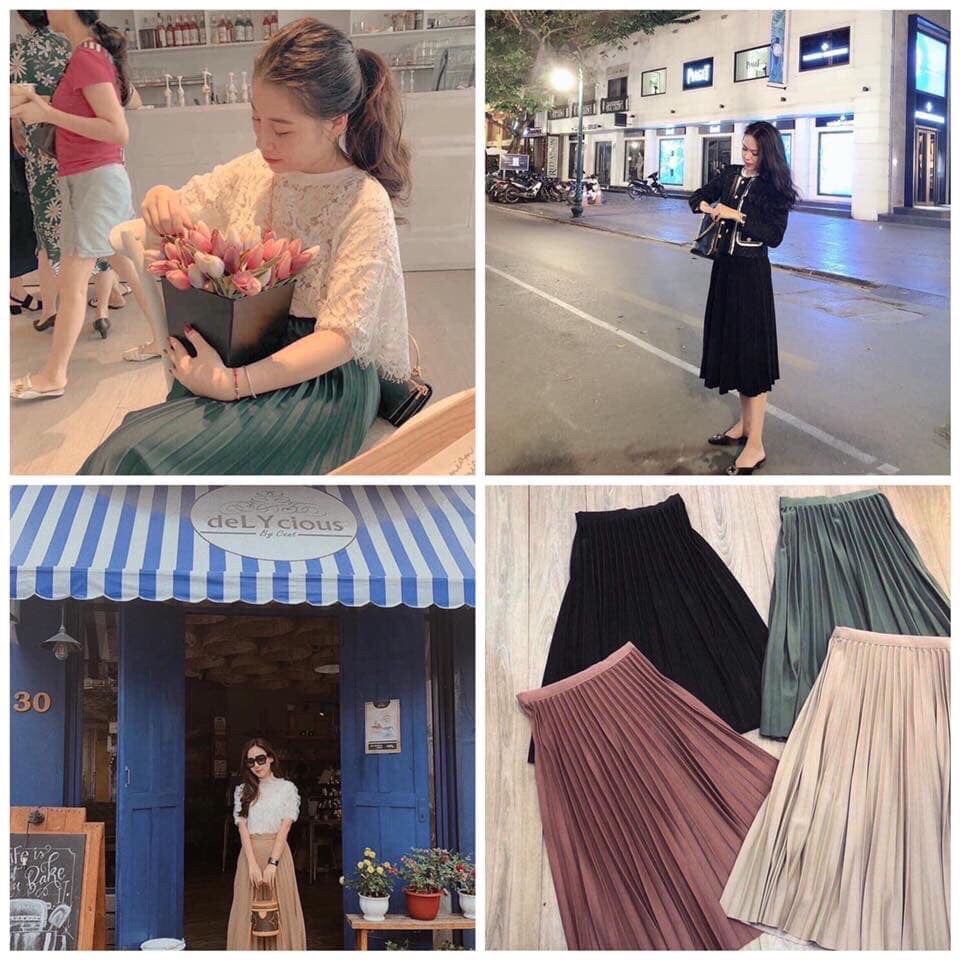 Chân váy xếp ly MIDI