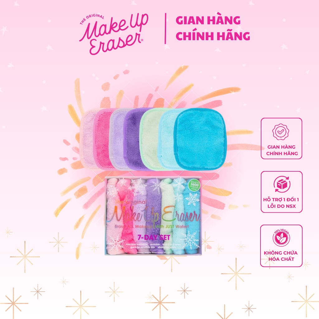 Set mini khăn tẩy trang và tẩy da chết siêu mền mịn MakeUp Eraser phiên bản Giáng Sinh Let It Snow!