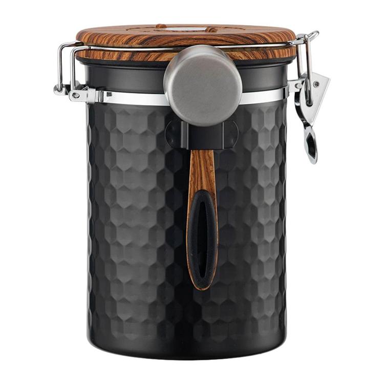 Coffee Canister for Ground Coffee Stainless Steel Coffee Canister with Spoon Coffee Bean Storage Container with One Way Exhaust and Date Tracker friendly