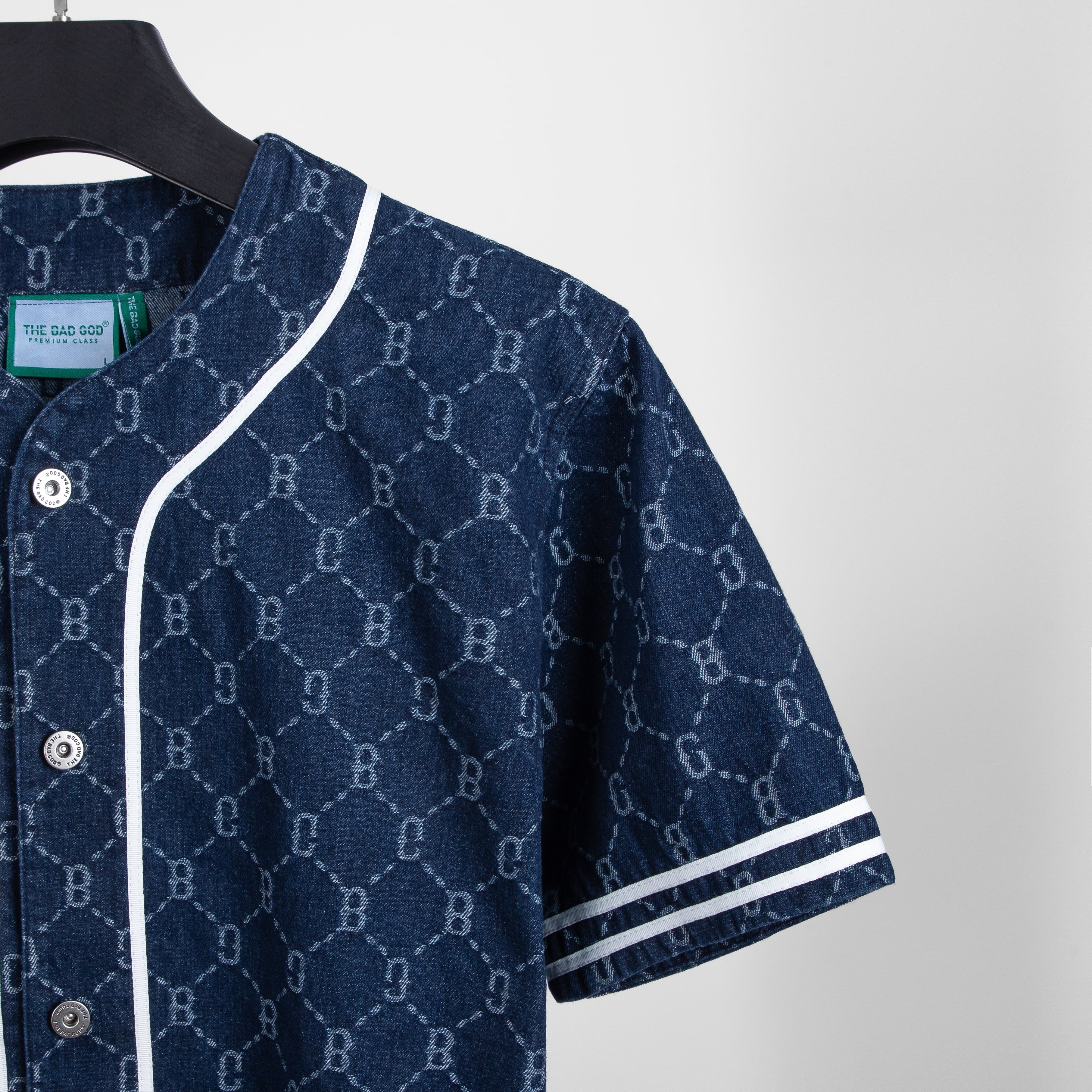 Áo sơ mi denim The Bad God phối viền Jerseys